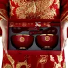 Red wedding tableware set, 6-piece ceramic underglaze color wedding banquet home set Item Picture